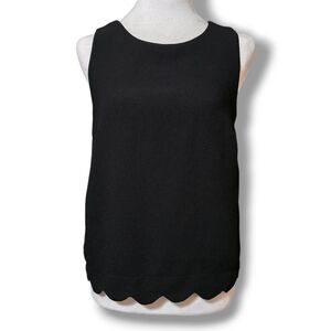 Monteau Black Scalloped Sleeveless Blouse